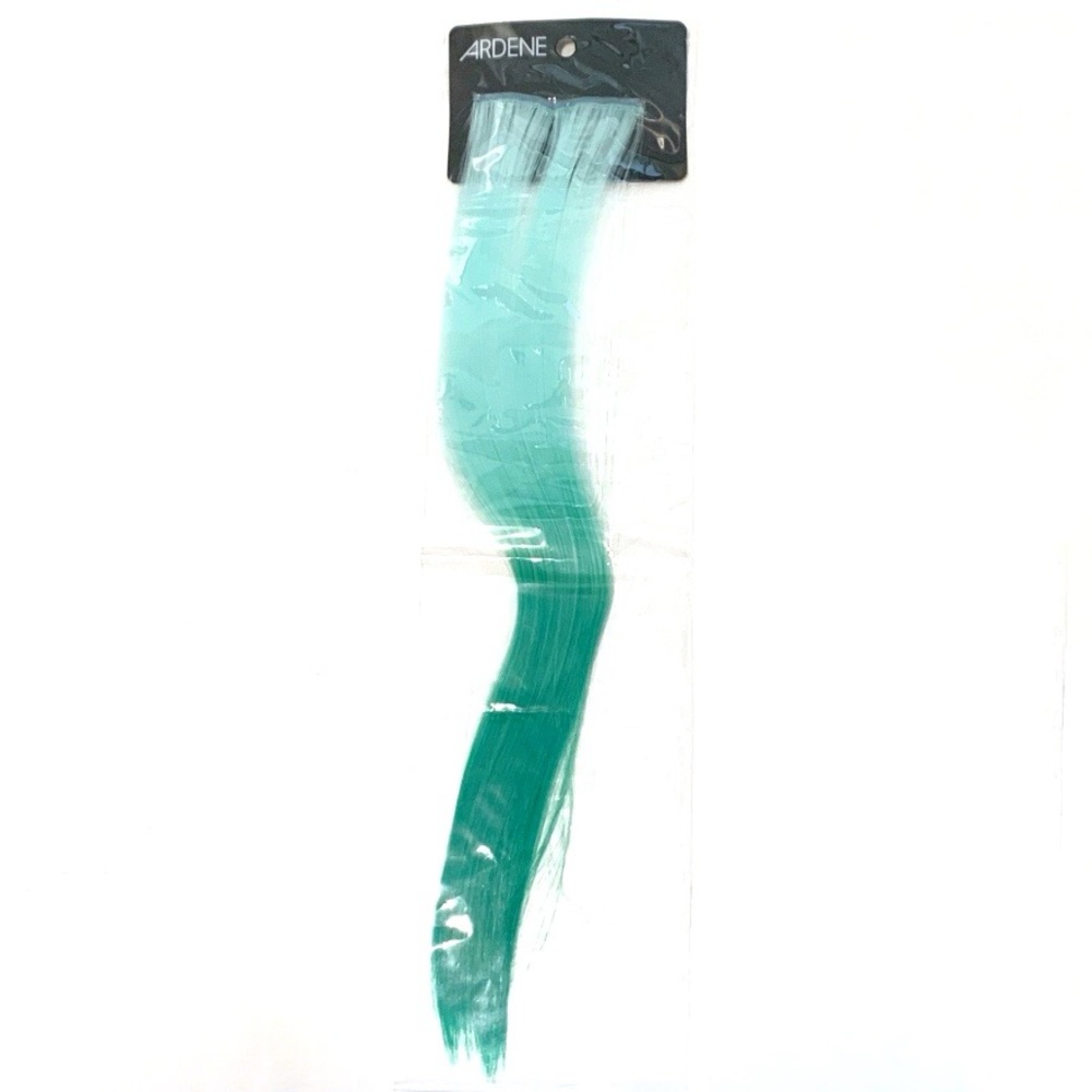 Ombre Green Clip In Hair Extension Long Straight Teal Costume Show Festival Fun